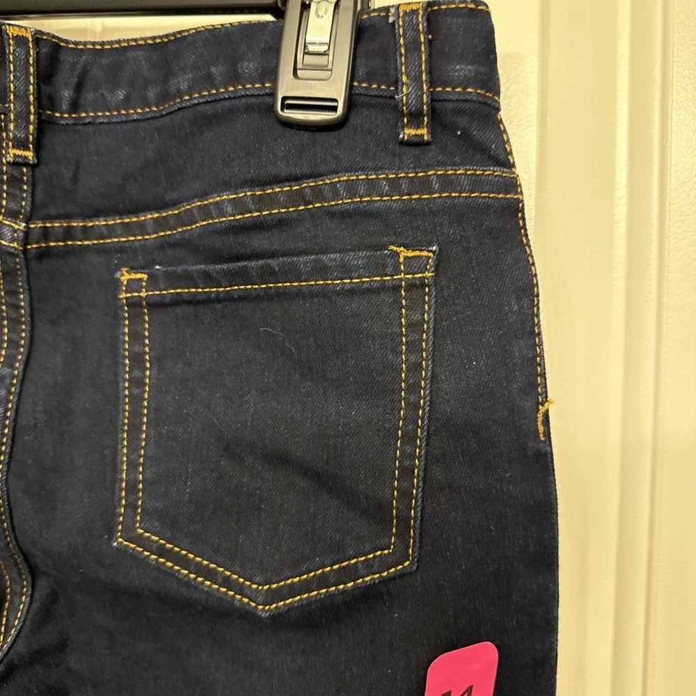 The Children's Place Girls Jeans Size 14, Skinny Dark Wash Blue Denim Button NWT